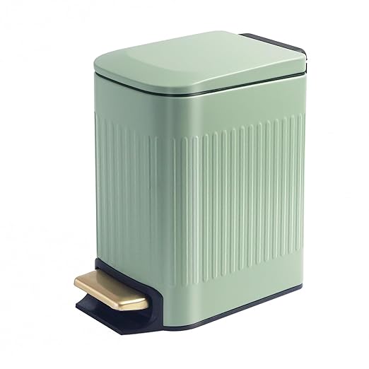 Soddeph Small Narrow Bathroom Trash Can with Lid Bathroom1.6 Gallon Stainless Steel Wastebasket with Lid Soft CloseSlim Trash Can with Removable Inner Bucket for Toilet BedroomOffice (Green)
