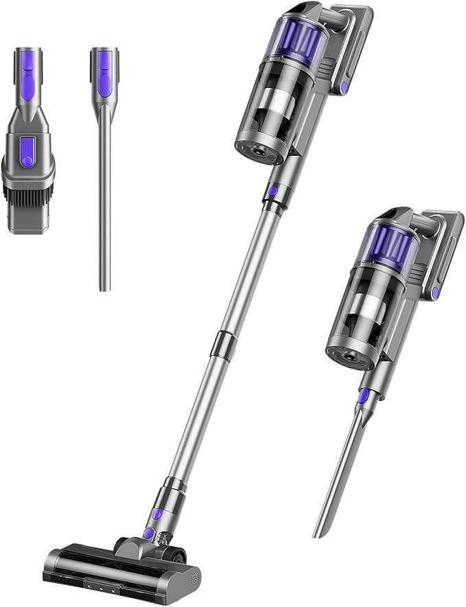 Cordless Vacuum Cleaner Vacuum Cleaners for Home 45KPA 550W Stick Handheld Portable 60 Mins Runtime Rechargeable Battery Pet Hair Hardwood Floor Vac Household Lightweight Hand Vac V10 Purple