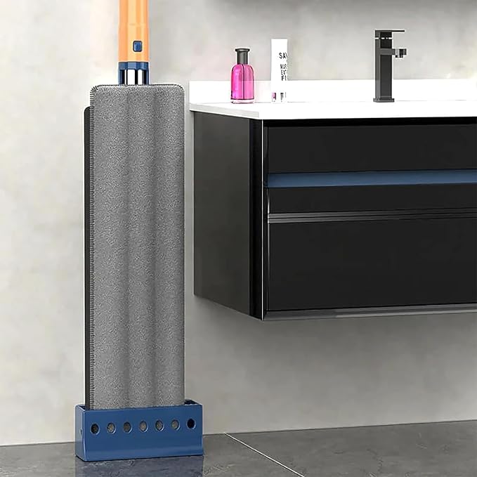 Large Flat Mop 360° Spin Large Flat Mop Stainless Steel Long Handle with 4 Reusable Pads 360° Rotating with Dewatering Scraper 12027(White)