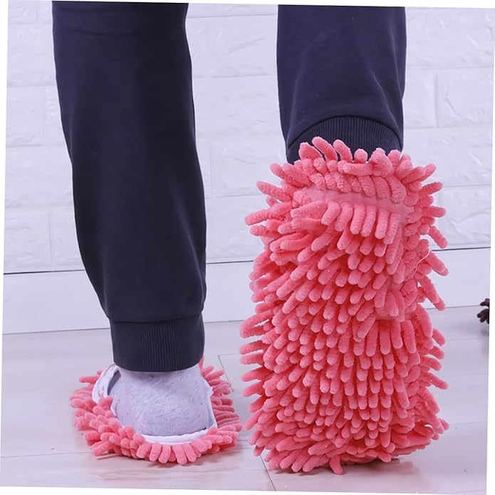 minkissy 2 Pairs Washable Detachable Mop Slippers: Floor Cleaning Unisex House Slippers -striped Indoor Cleaning Shoes for Home Dorm