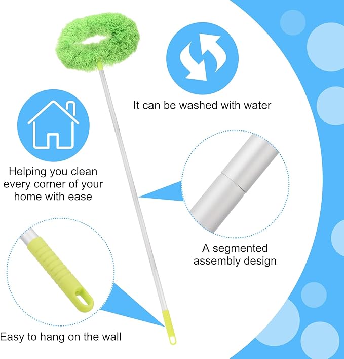 PATIKIL Ceiling Fan Cleaner Duster 12.9 to 47.2 Microfiber Duster Extendable Handle Fan Blade Cleaning Tool Removable Washable for Furniture Blind Green