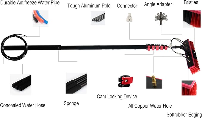 Window Cleaner Tool Outdoor Window Cleaner Retractable Rotatable Brush Head Suitable for Cleaning High Altitude Glass Exterior Walls Cleaning Photovoltaic and Solar Panels.