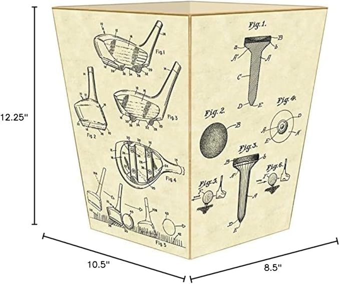 Marye-Kelley WB8333-Ivory Antique Golf Patent Wastepaper Basket