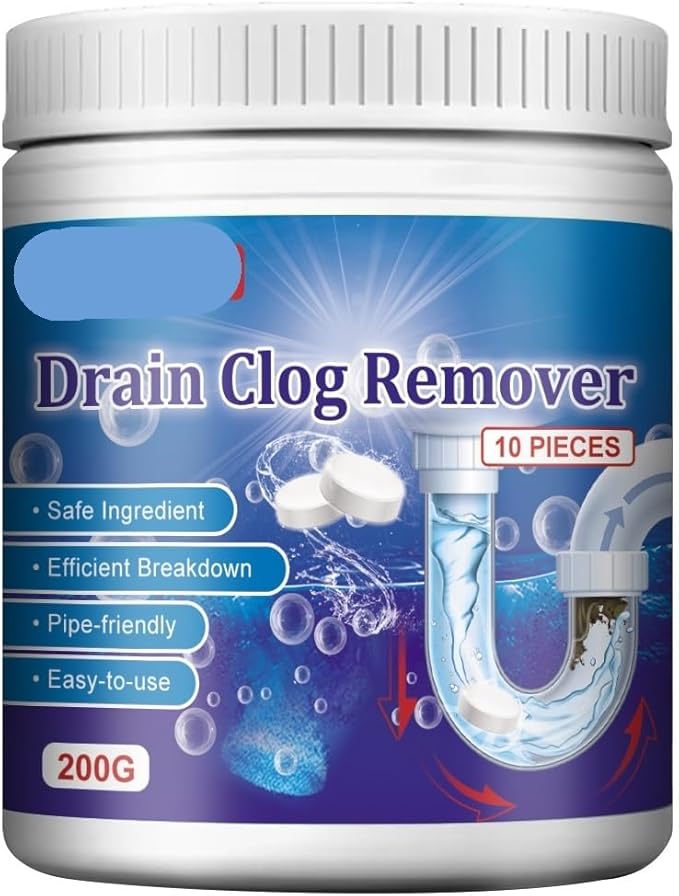 Drain Cleaning Tablets - Unclog &amp Deodorize Kitchen Bathroom Sink Tub Toilet - Eco-Friendly Drain Cleaner Tablets for Hair Grease Food &amp Paper Blockages(2PCS)