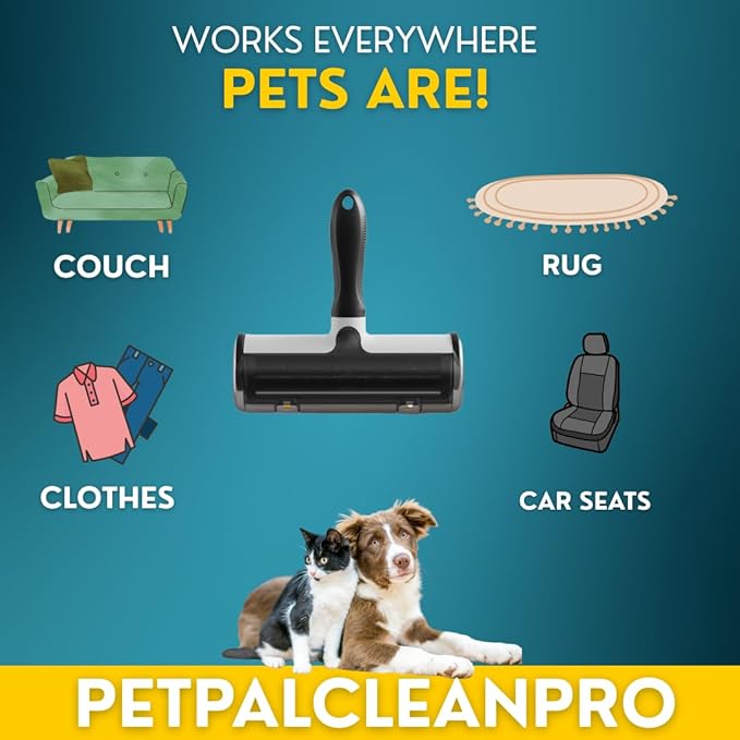 Premium Pet Hair Remover for Couch Furniture &amp Car | Reuseable Strong Self-Cleaning Lint Roller | Modern Black &amp White Design– PetPalCleanPro