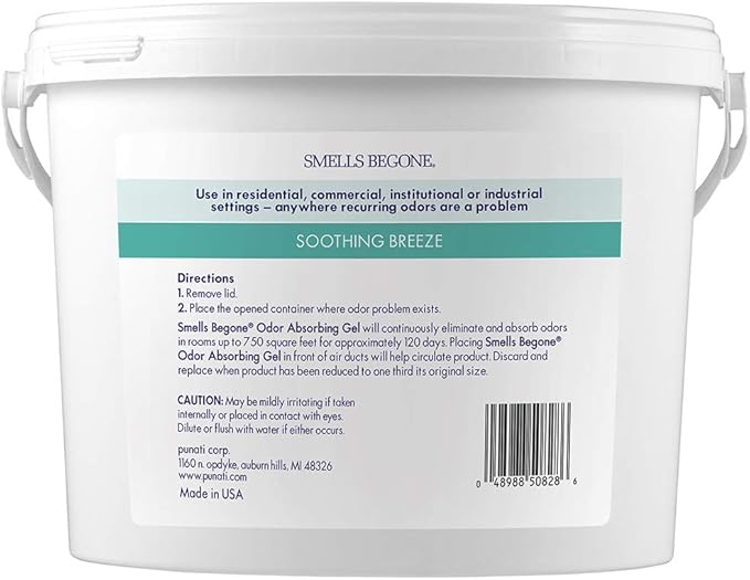 SMELLS BEGONE 1-Gallon Gel Odor Eliminator – High-Capacity Long-Lasting Absorber for Large Basements Garages Workshops &amp Commercial Areas – Removes Tough Odors with Essential Oils (Soothing Bre