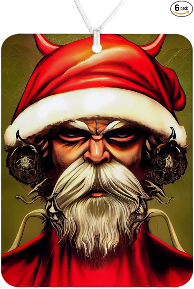 Santa Car Freshener Set of 6 - Demon Car Air Freshener - Christmas Themed Air Freshener for Car
