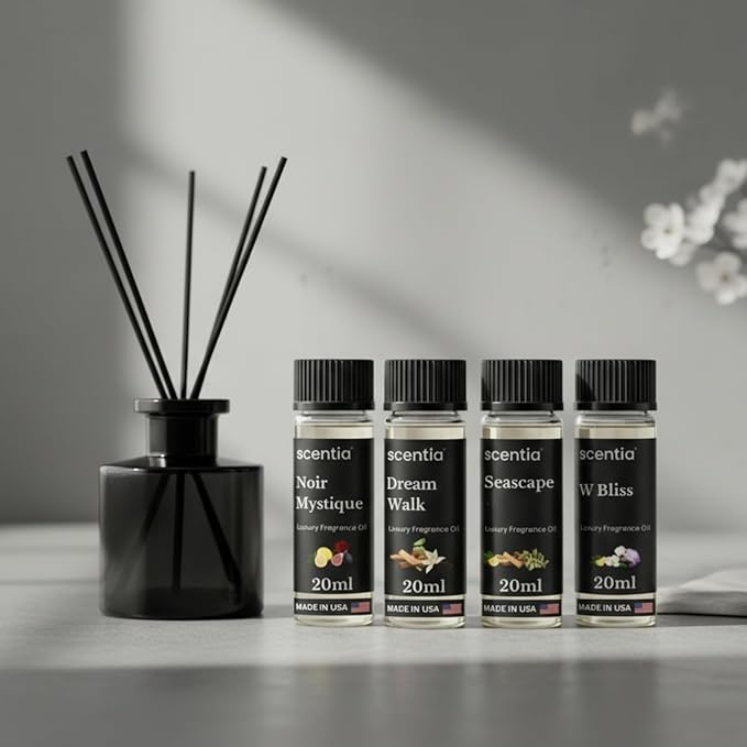 Scentia Luxury Diffuser Essential Oils Set – 5x20ml Discovery Collection Miami One (Inspired by 1 Hotel Miami Formerly My Way) Coastal (Formerly Cabana) &amp White Tea Spa Fragrance