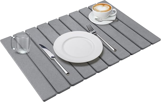 Quick Dry Stone Mat Stone Drying Mat for Kitchen Counter Large Dish Drying Mat - Diatomaceous Earth Dish Drying Mats Modern Fast Dry Pad for Bathroom 24x16 DarkGray
