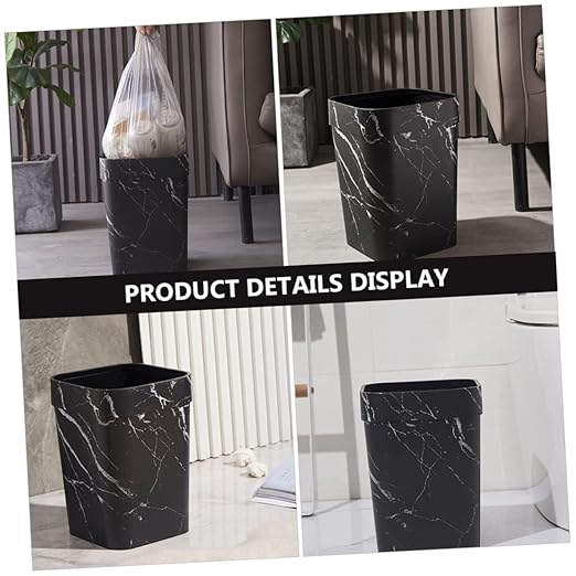 Angoily Square Waste Basket Marble Texture Capacity Plastic Garbage Container for Home Kitchen Bathroom and Office Decor