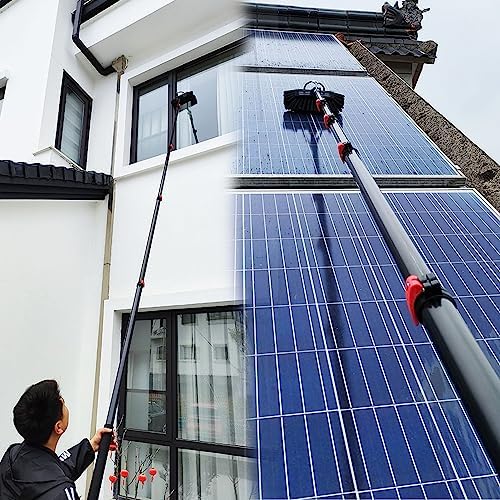 Glass Cleaning Brush Household Water Supply Telescopic Pole Kit Solar Panel Rotating Brush Solar Photovoltaic Panels39.5ft Window Cleaning Rod 6m Roof Cleaning Set Solar Panel C