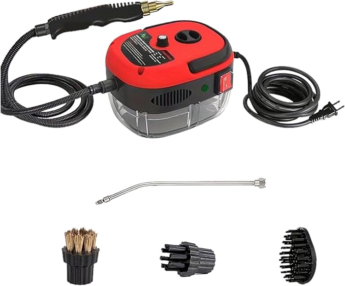 High Pressure Steam Cleaner 2500W Handheld High Temp Portable Cleaning Machine for Home Use Grout Tile Car Detailing Kitchen Bathroom(White) Laundry Gadgets (Red One Size)
