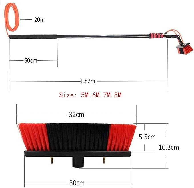 Telescopic Rod Cleaning BrushWindow Cleaner KitsGlass Cleaning BrushHose Inlet RodsTools for Cleaning Photovoltaic and Solar Panels(Size:8m)5M (7M)