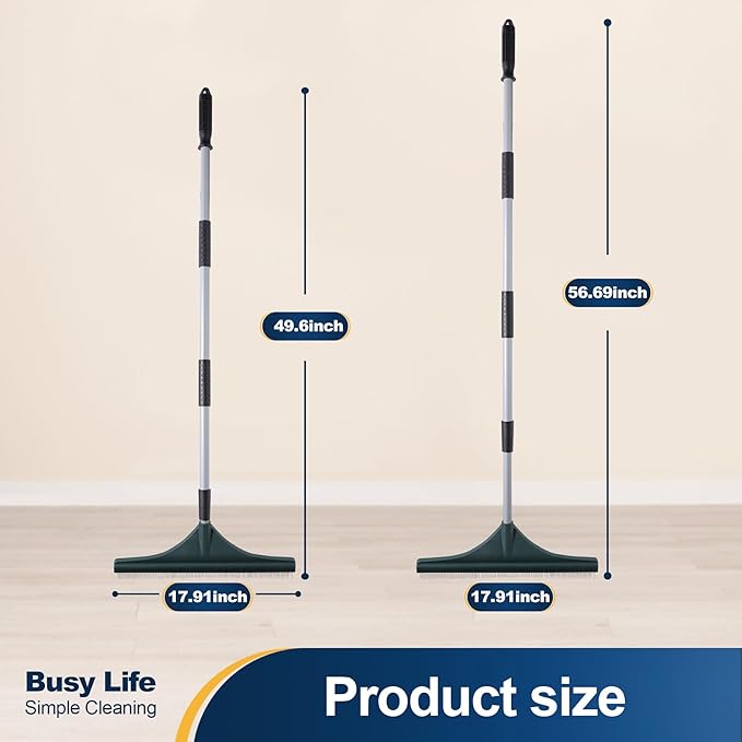 Yocada Artificial Turf Rake Grass Brush Broom Carpet Lawn Leaf Rake Cleaner Broom Telescopic Iron Pole for Yard Cleaning and Pet Hair Removal 56.69