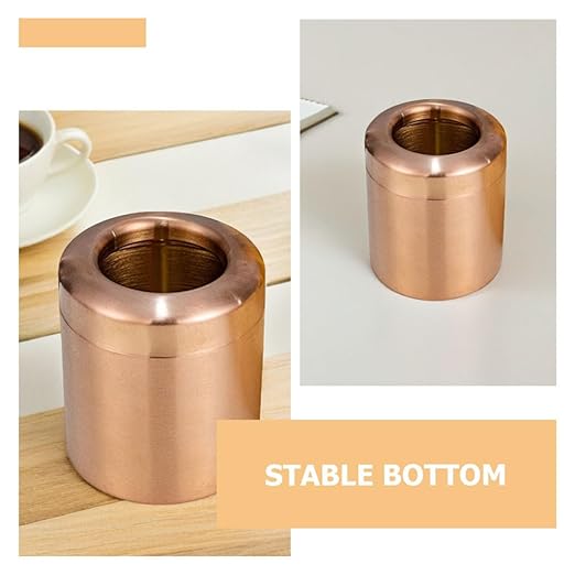 Veemoon Mini Stainless Steel Desktop Trash Can Bronze Countertop Wastebasket for Office Desk and Coffee Table Indoor Rubbish Bin Uncovered Compact Design