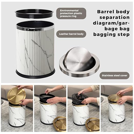 9L/2.3GAL Small Trash Can with Swing LidFancy Gold Waste Paper Baskets for BathroomsGold Small Trash Can for BathroomBedroom Powder RoomOfficeLaundry Room (9L-Wash Painting)