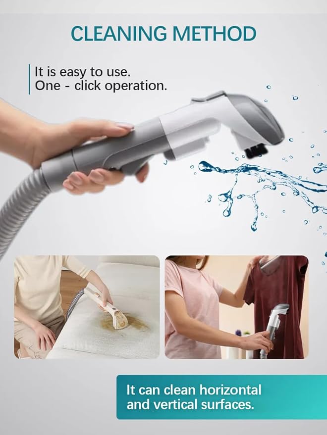 Portable Carpet &amp Upholstery Cleaner 12Kpa Powerful Suction Cleaning Machine For Couch Carpets &amp Car 450W Motor With 1800ml Tank 6 Multi-Surface Brush Heads (White)