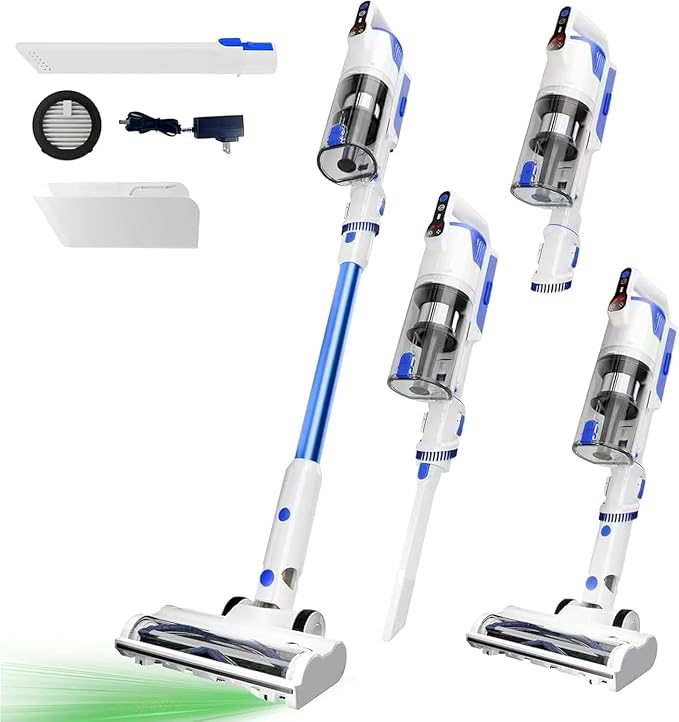 whall 88000RPM Cordless Vacuum CleanerUpgraded Strong Suction Brushless Motor Cordless Stick Vacuum CleanerLightweight Handheld Vacuum for Home Pet Hair Carpet Hard Floorup to 45mins Runtime Blue