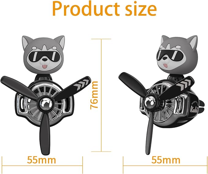 2Pcs Car Air Fresheners Cute Bear Pilot Automotive Air Outlet Creative Car Perfume Diffuser Automotive Accessories Air Vent Decoration with 8 Fragrant Tablets (Black 3+Blue 2)