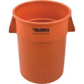 Global Industrial Commercial Round Trash Can 55 Gallon Capacity Plastic Garbage Can Indoor and Outdoor Utility Trash Can Orange 26-1/4W x 33-1/8H No Lid