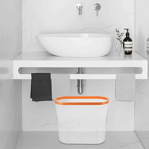 Garneck Wastebasket Trash Can for Bathroom Bedroom 33X14.6X17.7Cm Red Household Garbage Bin Without Lid Space-Saving Living Room Trash Bin for Home Use