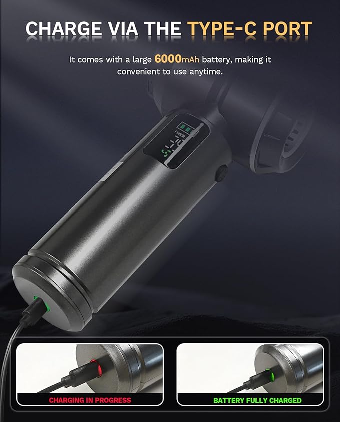 Baiwade Cordless Handheld Car Vacuum Cleaner 15000PA High Power 2-in-1 Mini Vacuum Duster &amp Inflator with LED Display Screen 3-Speed Brushless Motor for Car Care Home Office Pet
