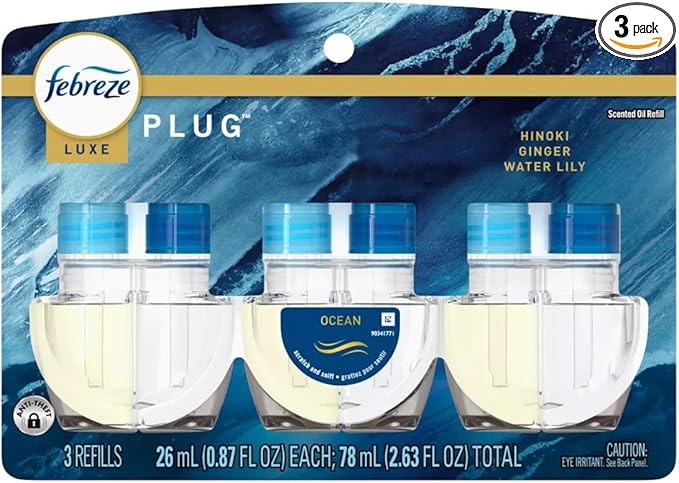 Feb-reze Origins Fade Defy Plug Air Freshener Odor Fighter - Ocean - 0.87 fl oz - 3 pack