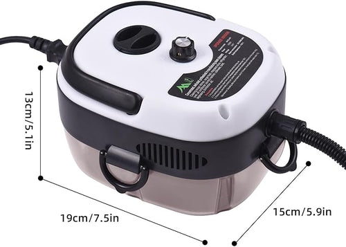 1500W Portable Handheld Steam Cleaner - 105℃ High Temperature Deep Cleaning with Removable Tank and 3 Brushes for Kitchen Bathroom Car Windows (US plug)