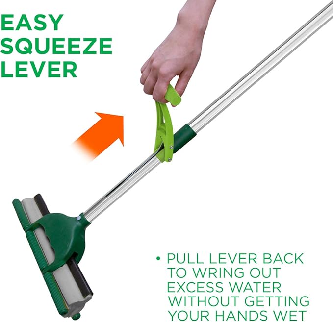 Pine-Sol PVA Sponge Roller Mop – Self Wringing Easy Squeeze for Wet Mopping | Telescoping Household Cleaning Tool for Tile Laminate Vinyl Floors | Extendable Metal Handle