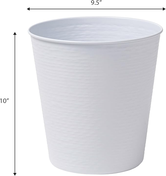 happimess HPM1112D Remi Modern Classic Textured Steel 2-Gallon Wastebasket for Home Bathroom Living Room Office Bedroom Kitchen Matte White