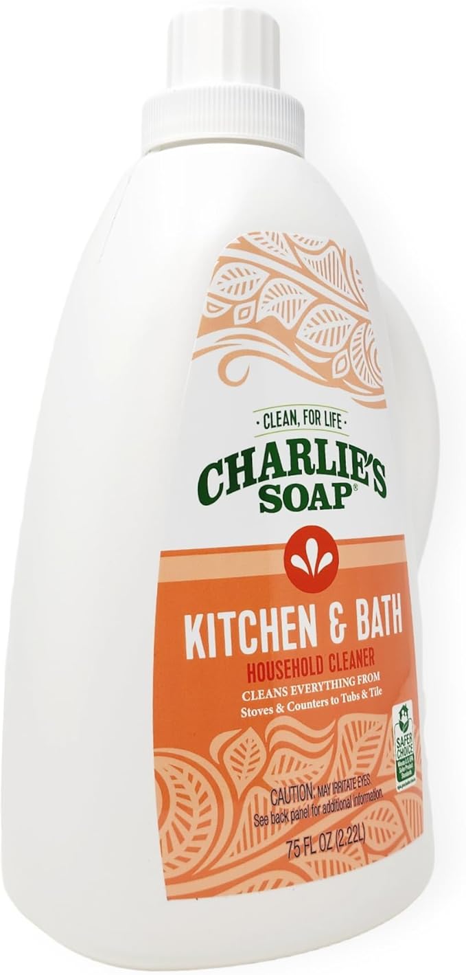 Charlie's Soap Kitchen &amp Bath Surface Cleaner Refill (75 fl oz) Eco-Friendly Spray &amp Wipe Multi-Purpose Cleaner Safe for Sensitive Skin (1 Pack)
