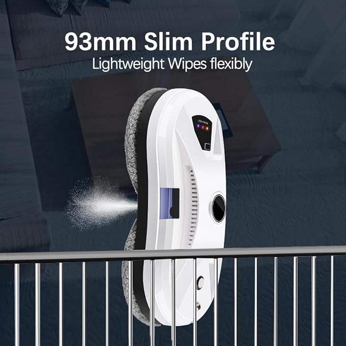 One-Button Start Of Dry and Wet Dual-Purpose Window Cleaning Machine | 20-Minute Power Failure Protection | Route Planning Frame Sensing Remote Control Robot Window Cleaner 30ml Water Tank(Black)