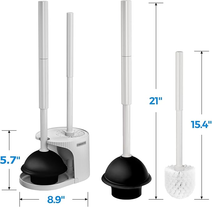 3Pack 2 in 1 Toilet Brush and Plunger Set Extended Handle PlungerToilet Bowl Brush Plunger SetBathroom Cleaning ToolsToilet Brush Plunger ComboCleaning BrushCleaning Supplies Light gray