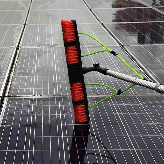 Window Cleaning Pole Water Fed Water Hose Fed Pole Retractable Extension Brush Kit to Cleaning Photovoltaic and Solar Panels/11M/30Cm Brush Head