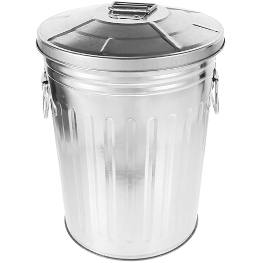 BESTOYARD Stainless Steel Trash Can with Lid 8L Outdoor Dog Poop Garbage Can Retro Round Wastebasket Container for Farm Kitchen Garbage Daily Waster Storage 29.50X22.50X22.50CM Silver 561037HE52R