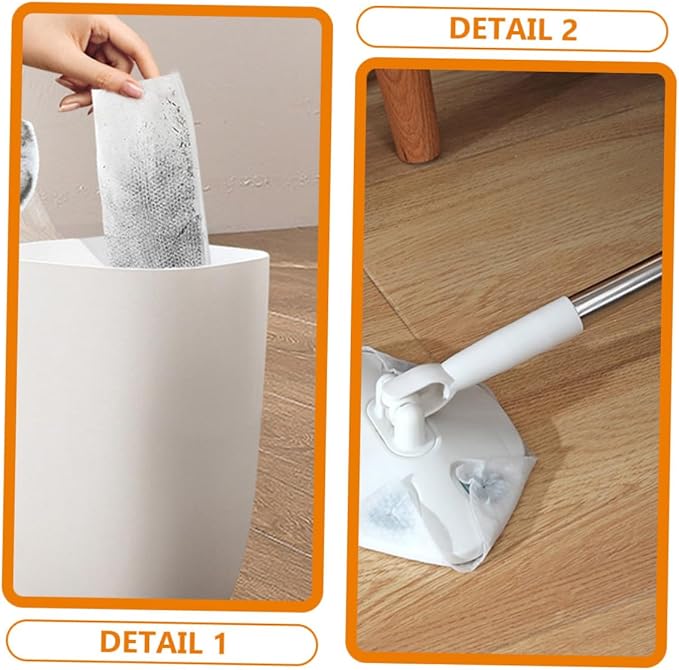 CHILDWEET Retractable Household Cleaning Dust Mop with Replaceable Face Towel Pad Triangular Electrostatic Dust Mop for Floor Cleaning White Extendable Handle for Home Use