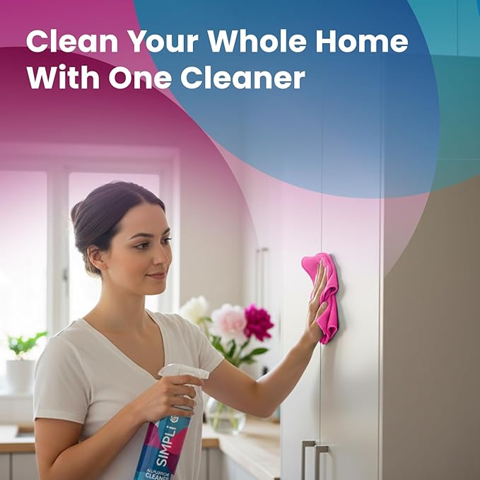 SIMPLi All Purpose Cleaner Starter Kit – Multipurpose Cleaner Concentrate Refill 8.45 fl oz Makes 85 fl oz + Reusable Spray Bottle 17 fl oz – Surface Cleaner for Kitchen Bathroom Glass Floor