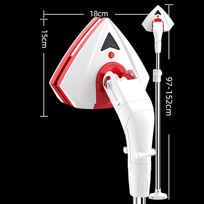 Magnetic Window Cleaner Double Side Magnetic Window Cleaner Wiper Glass Cleaner Brush Tool with Telescopic Rod Adjustable Magnetic Thickness 5-35Mm