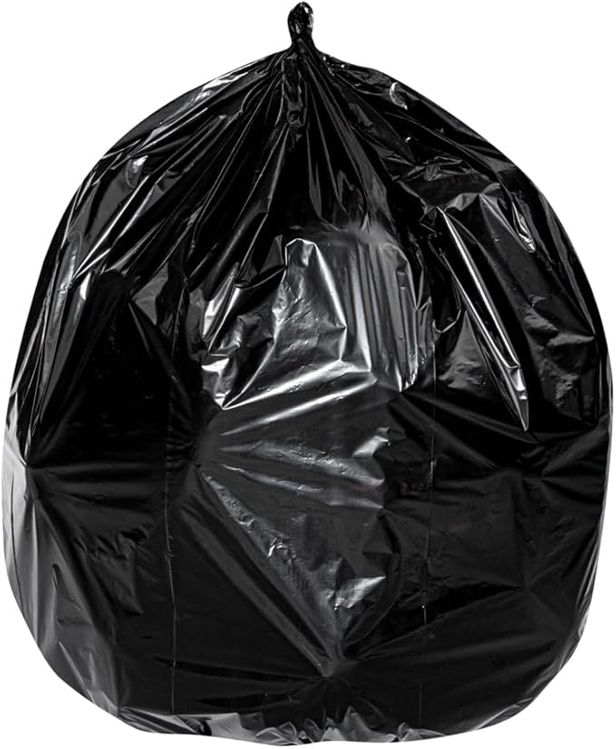 Restaurantware RW Clean 45 Gallon Trash Bags 100 Light-Duty Garbage Can Liners - Fits 40-45 Gallon Trash Cans Stretchable Black Plastic Bin Liners With Star Seal Bottom