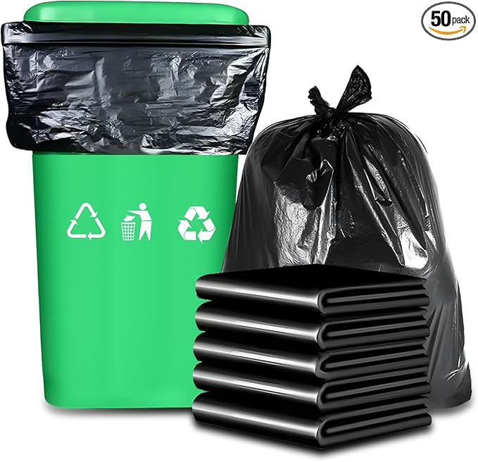 45-50 Gallon Heavy Duty Trash Bags with 50 Count Extra Thick Leak-Proof Contractor Bags for Outdoor Lawn Construction &amp Industrial Use |Thickened garbage bags 39x46 Inches100 cm x 120 cm