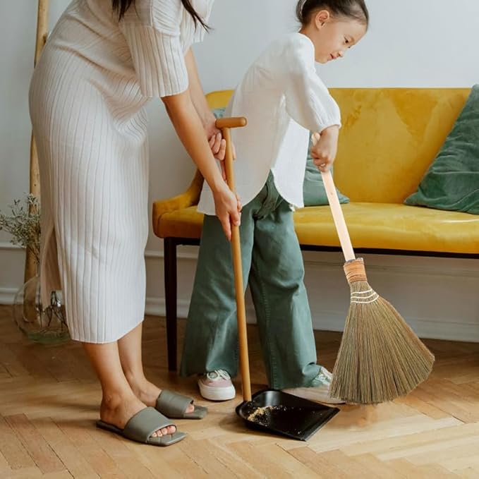 BESTYASH Handmade Soft Straw Broom with Removable Design for Indoor Dust Cleaning Natural Woven Broom for Living Room Bedroom and Kitchen Sweeping