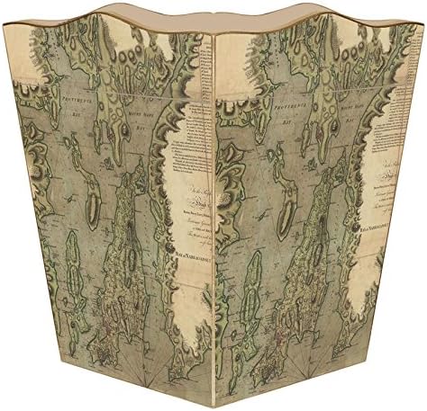 WB1796 - Antique Narragansett Bay Map Wastepaper Basket