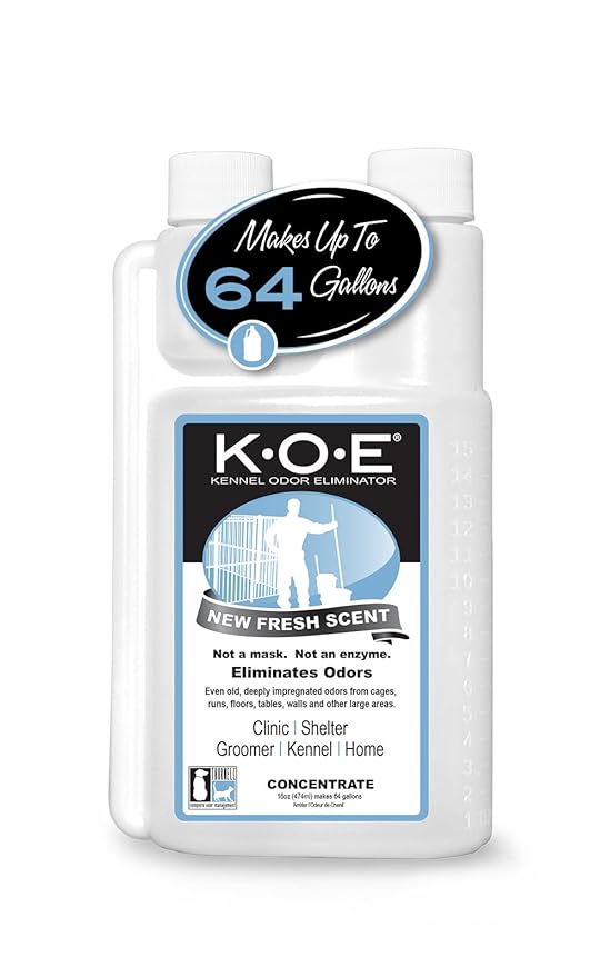 Odorcide K.O.E Kennel Odor Eliminator Concentrate – For Cages Runs &amp More – For Home &amp Kennel w/Safe Non-Enzymatic Formula (Fresh Scent 16 oz)