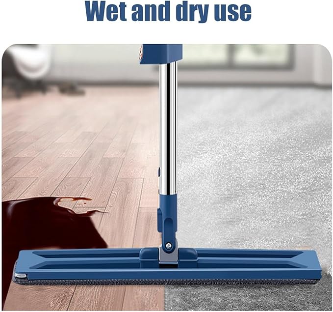 Self Wringing Flat Mops Multi-Functiona 360 Rotating Microfiber Mop Scraper Floor Cleaning Flat Mop Wet and Dry Large Flat Mop for Tile and Laminate Flooring(2pcs)