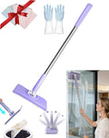 Disposable Dust Mop 28/36in No Wash Lazy Mop Wet and Dry Snap Grip Mini Mop 360° Zero Touch Mini Mops Convenient Automatic Cloth Changing Mops with 5 Reusable Cloths for Home (Purple 28in)