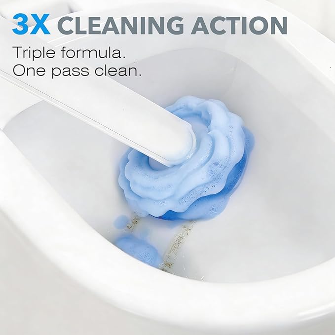 2-Pack Disposable Toilet Brush &amp Wand Kit Wall-Mounted Auto-Closing Caddies with 60 Refills Deep Cleaning System with Pre-Loaded Scrubber for Rust &amp Hard Water - Mess-Free Modern Design