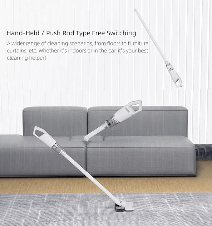Cordless Stick Wet Dry Vacuum Cleaner with Mop 15000pa Suction Lightweight Stick Vacuum Mop All in One Handheld Vacuum Household Upright Vacuum Cleaner and Mop Combo for Hard Floor Pet Hairs (White)