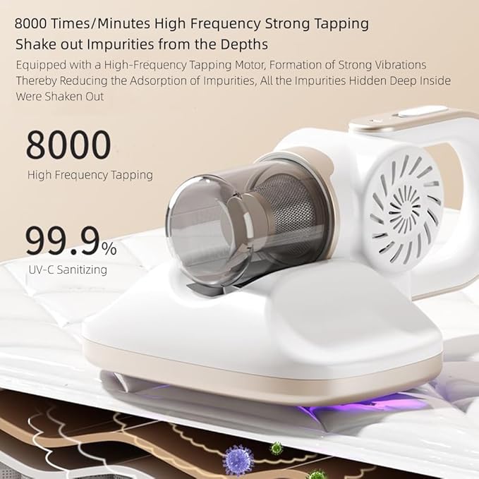 Lightweight Cordless Stick Vacuum Cleaner with Bed Vacuum 2-in-1 Mattress Vacuum and Upright Vacuum 14000Pa Rechargeable Handheld Vacuum Household Vacuum for Pet Hairs Hardwood Floors (Purple)
