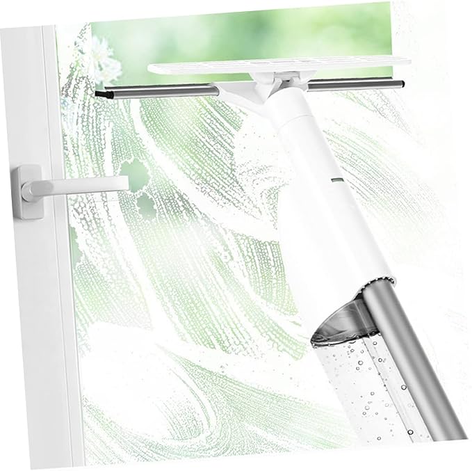 Double-Sided Window Cleaner with Water Spray Long Handle Cleaning Tool Household High-Rise Window Cleaning Brush for Home and Office Use