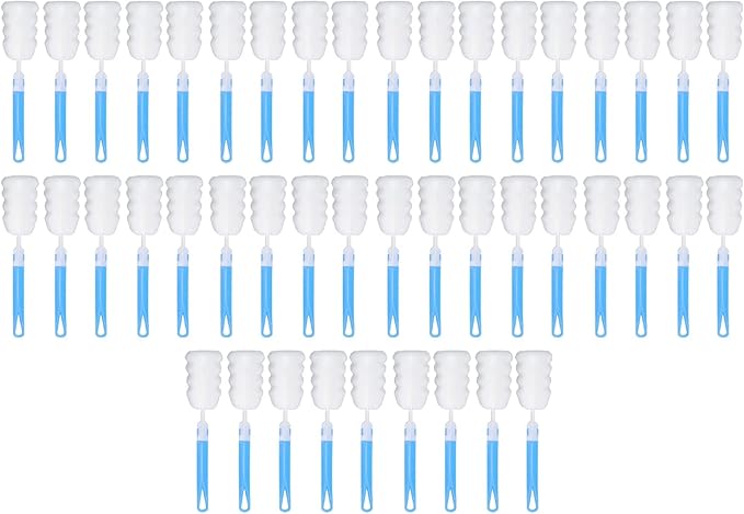 50pcs Bottle Sponge Brush Long Handle Cup Cleaning Sponge Brush for Baby Bottles Shades of or Cups Brushed Decontamination Plastic DEEP Cleaning Bottle Strong Cup